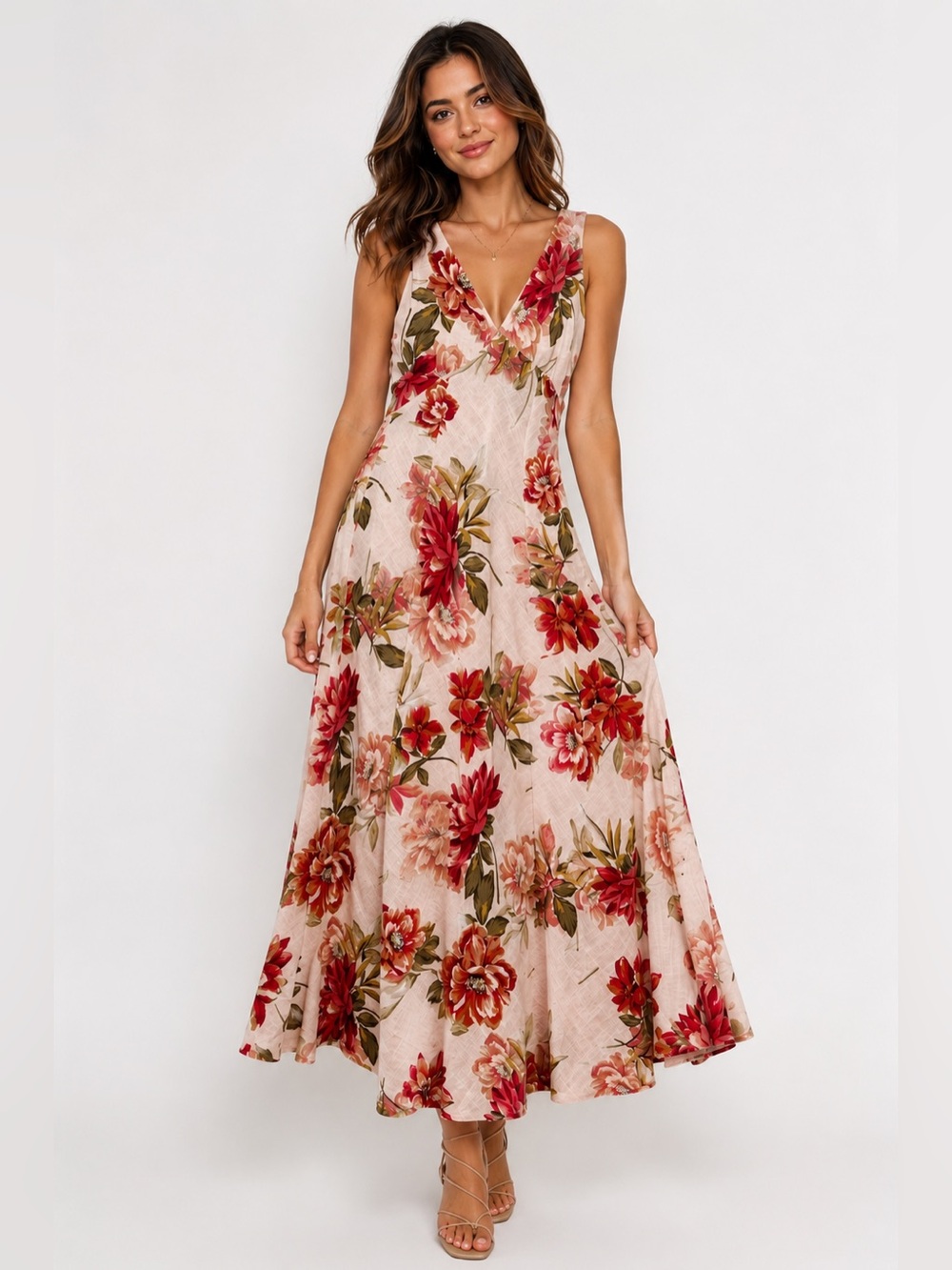Paper Heart Australia Floral Linen Blend Maxi Dress XS Cottagecore Garden Party